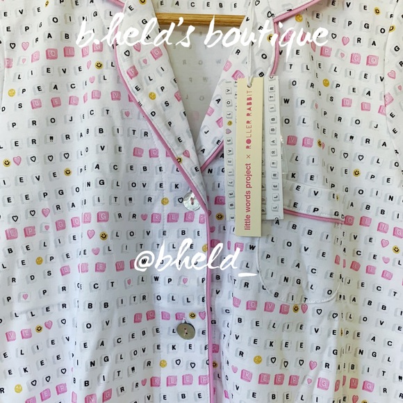 Roller Rabbit x Little Words Project Love & Letters Polo Pajamas Pink Sz XS NWT - Picture 6 of 16